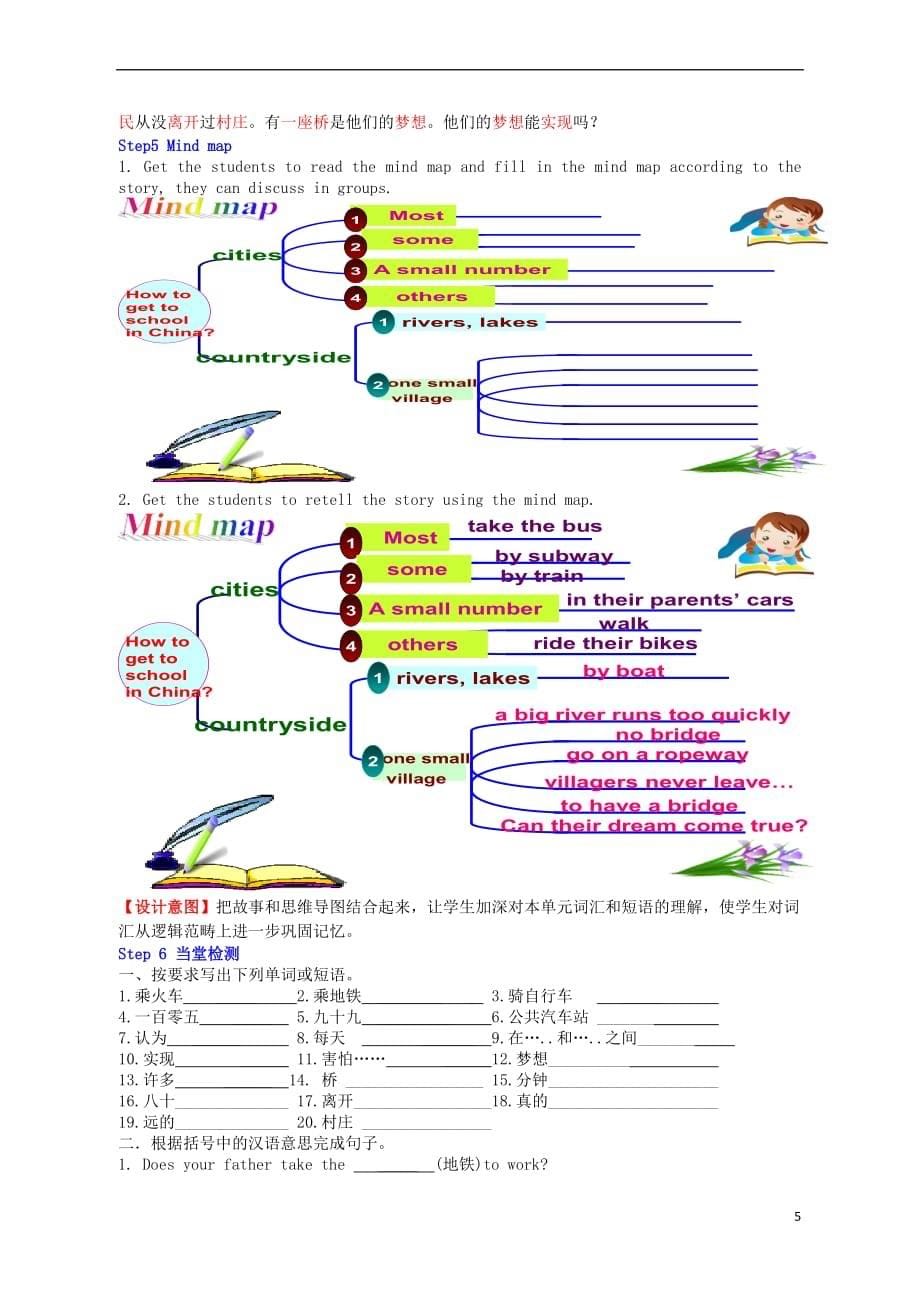 （水滴系列）七年级英语下册 Unit 3 How do you get to school（第1课时）New words and phra_第5页