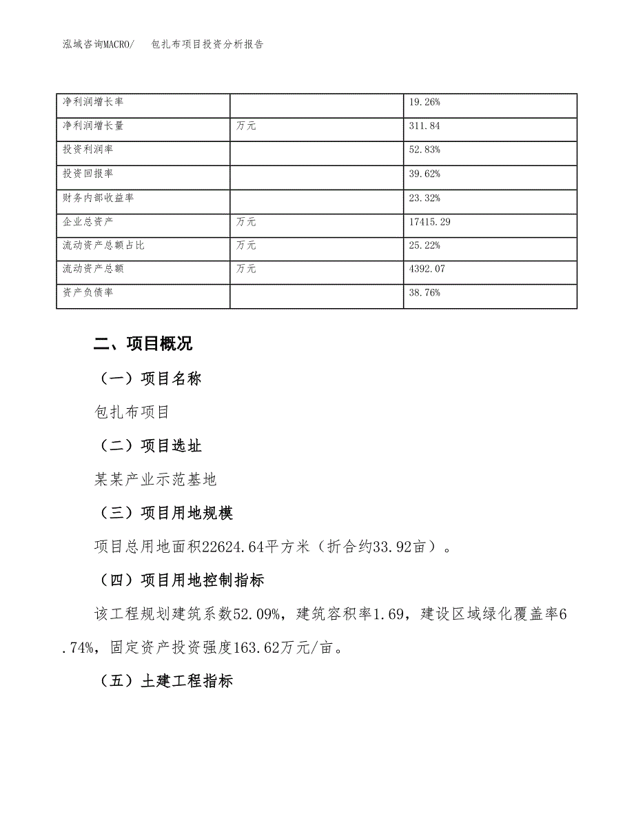 包扎布项目投资分析报告（总投资7000万元）（34亩）_第4页