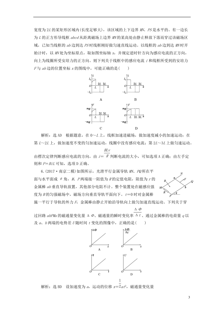 （新课标）2018年高考物理总复习 课时达标检测（六十）电磁感应中的图像问题（题型研究课）_第3页