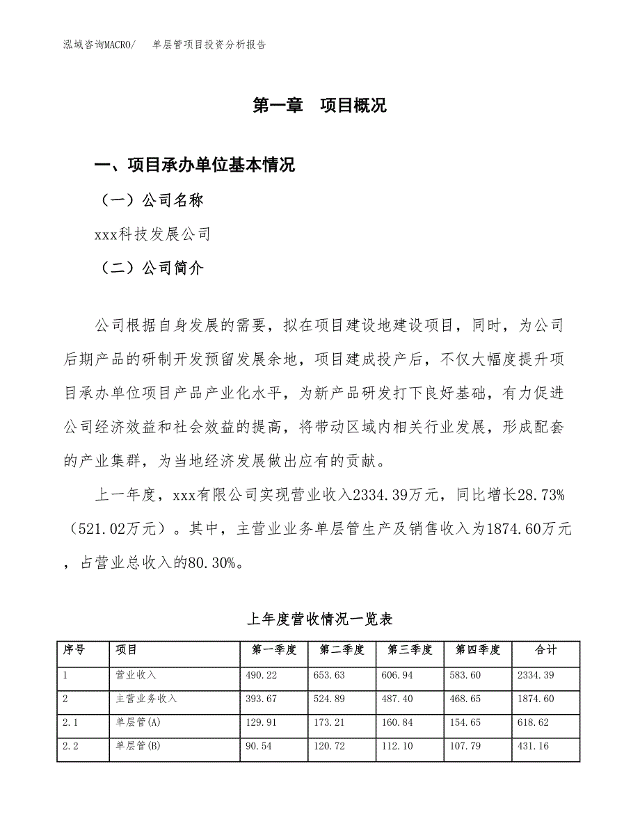 单层管项目投资分析报告（总投资3000万元）（11亩）_第2页