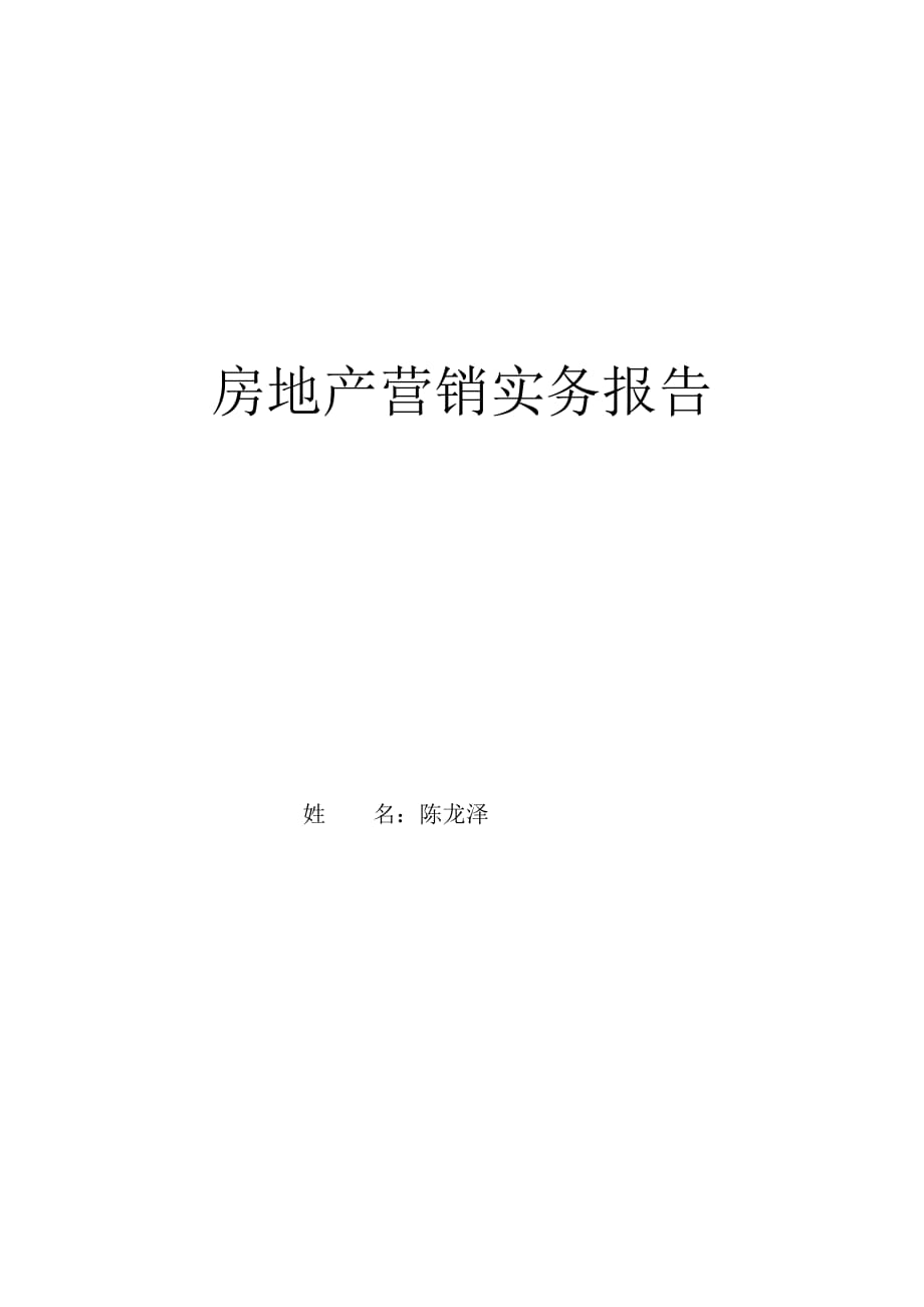 房地产营销实务报告之项目分析策划_第1页