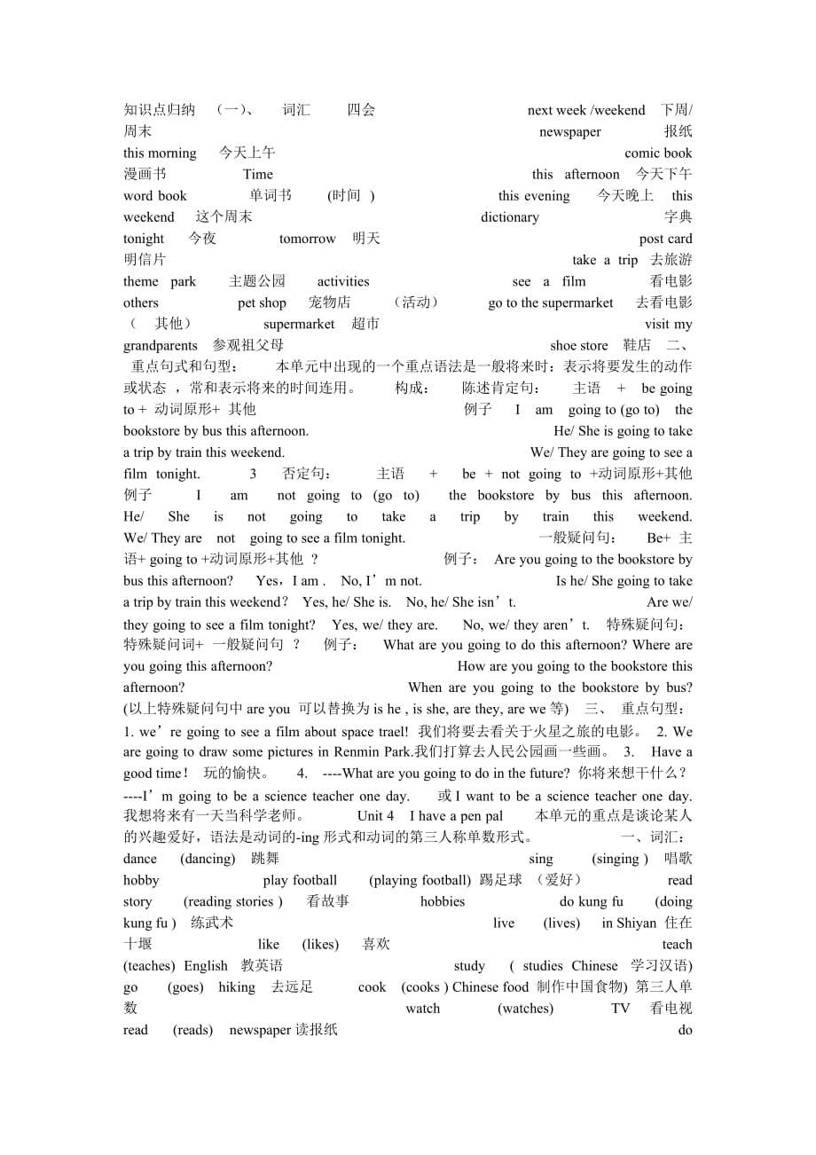 新人教版英语六年级上册知识点总结_第2页