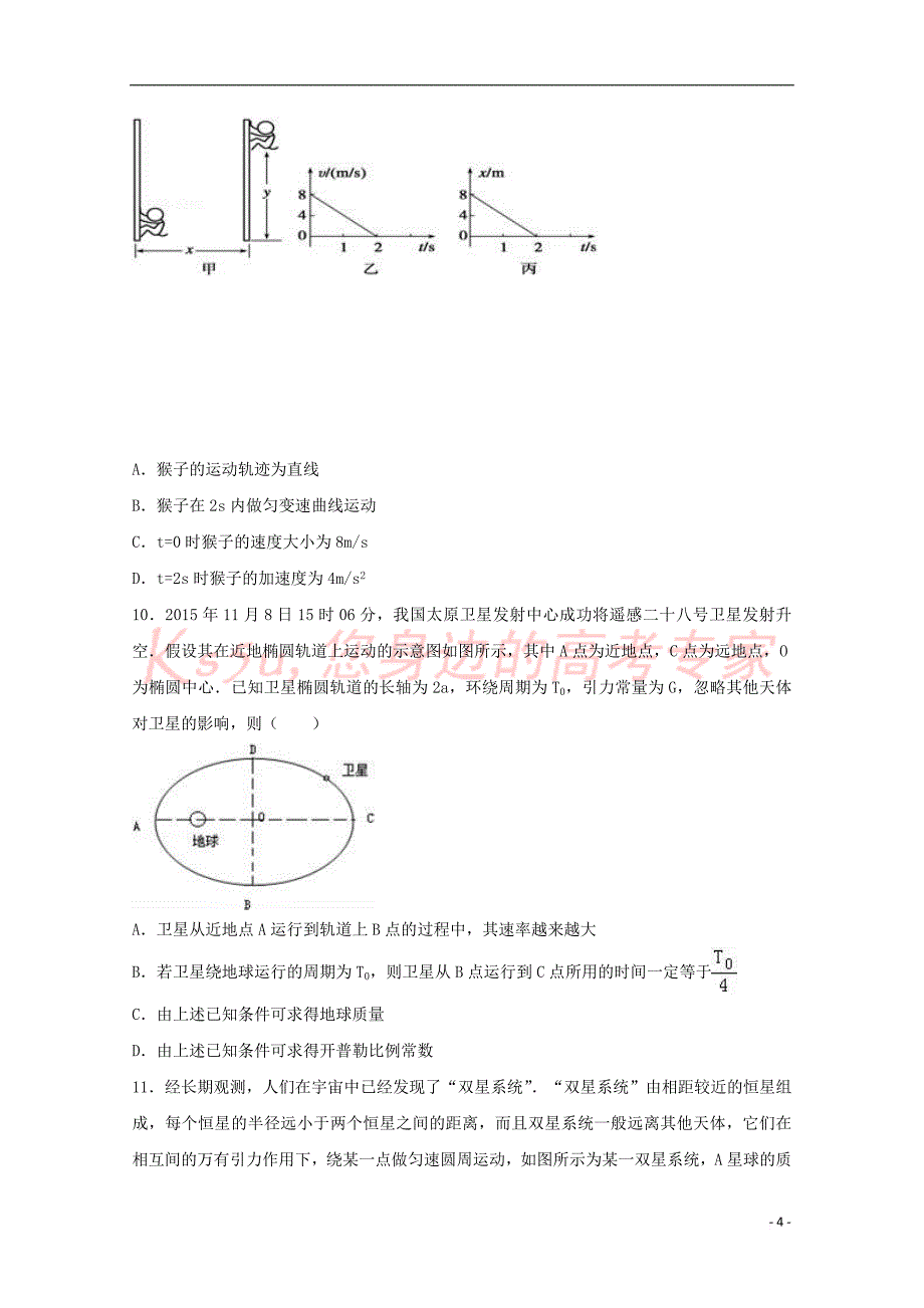 辽宁省铁岭市2017届高三物理上学期第一次月考试卷(含解析)_第4页