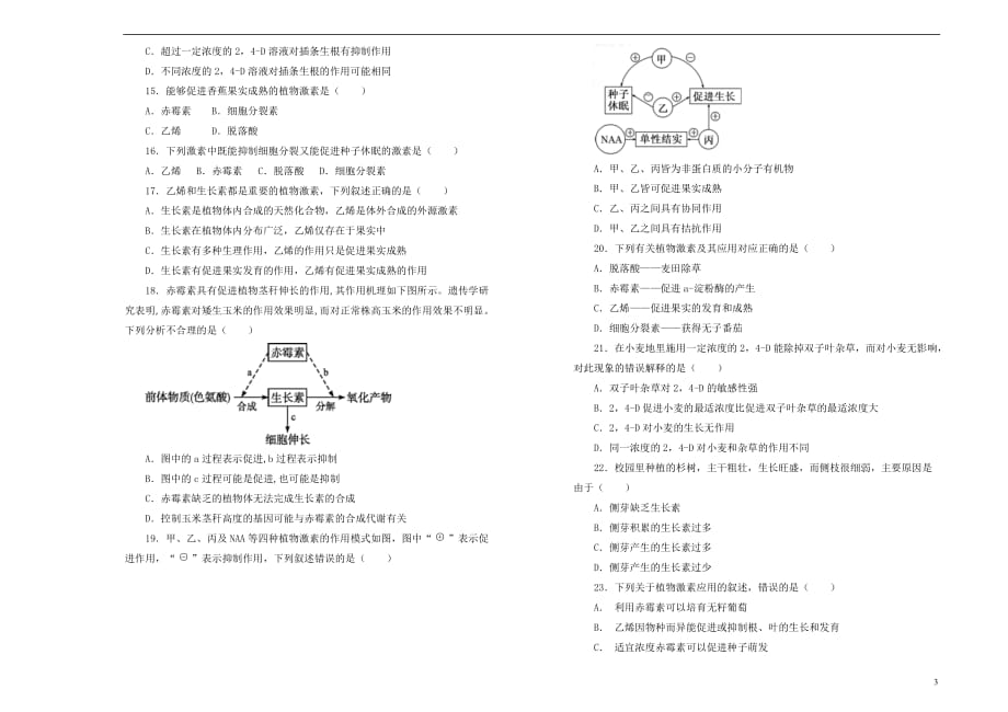 辽宁省葫芦岛市第六中学2018－2019学年高二生物上学期第2单元训练卷_第3页