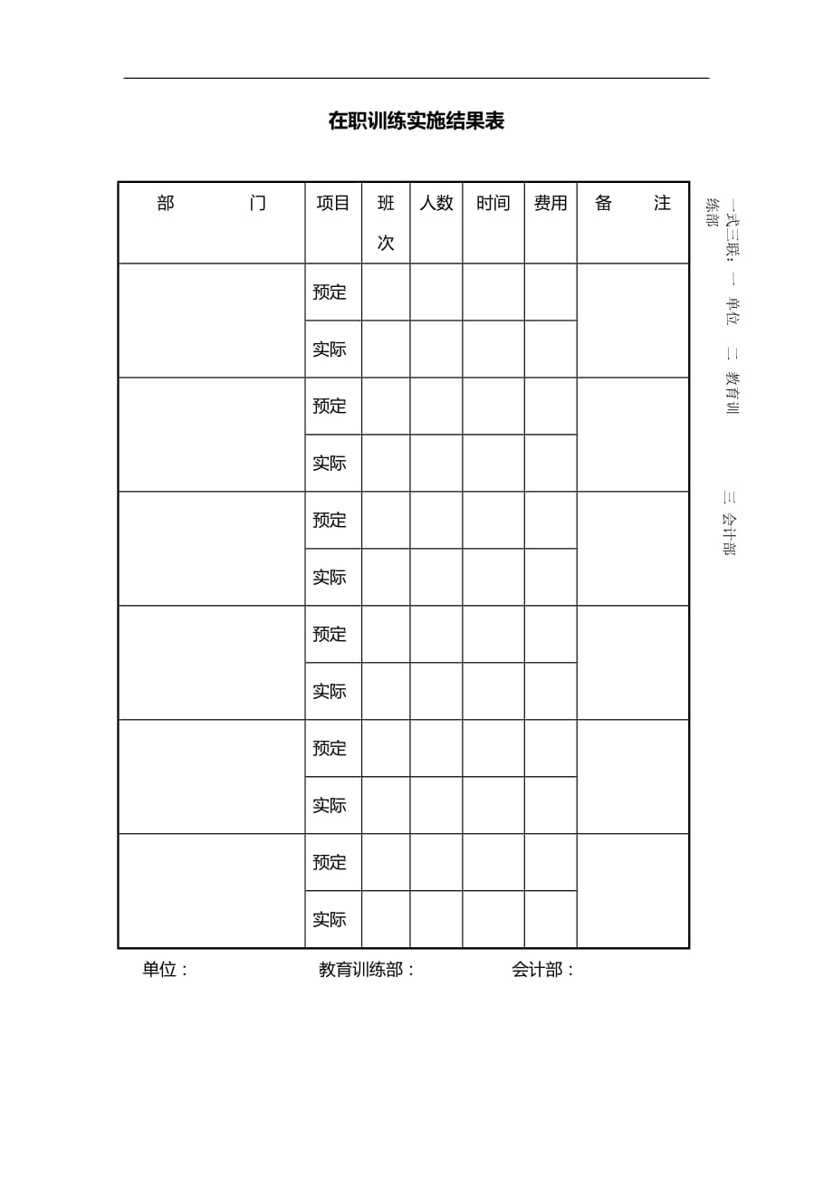 （精品）2019年在职训练实施结果表模板01_第1页