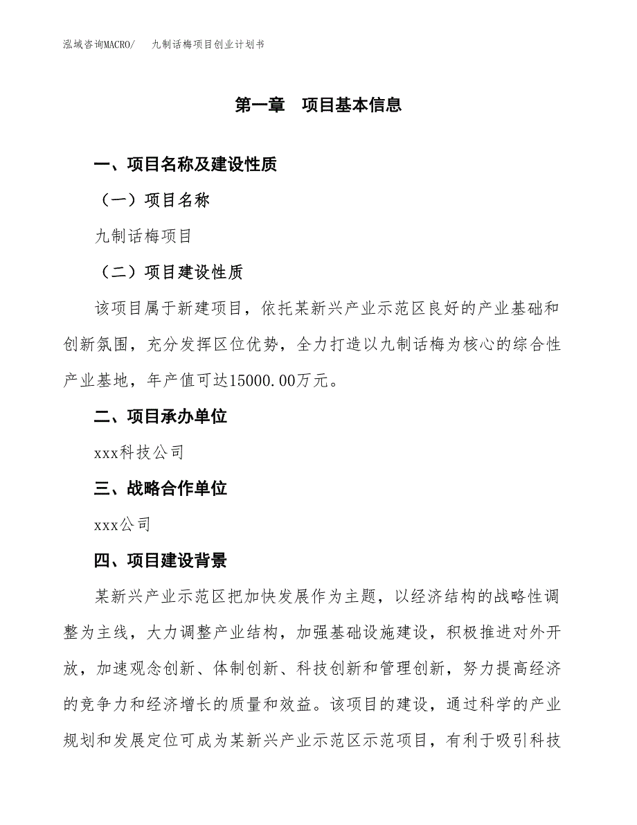 九制话梅项目创业计划书(参考模板).docx_第4页