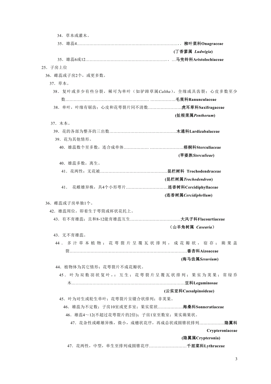 被子植物分科检索表资料_第3页