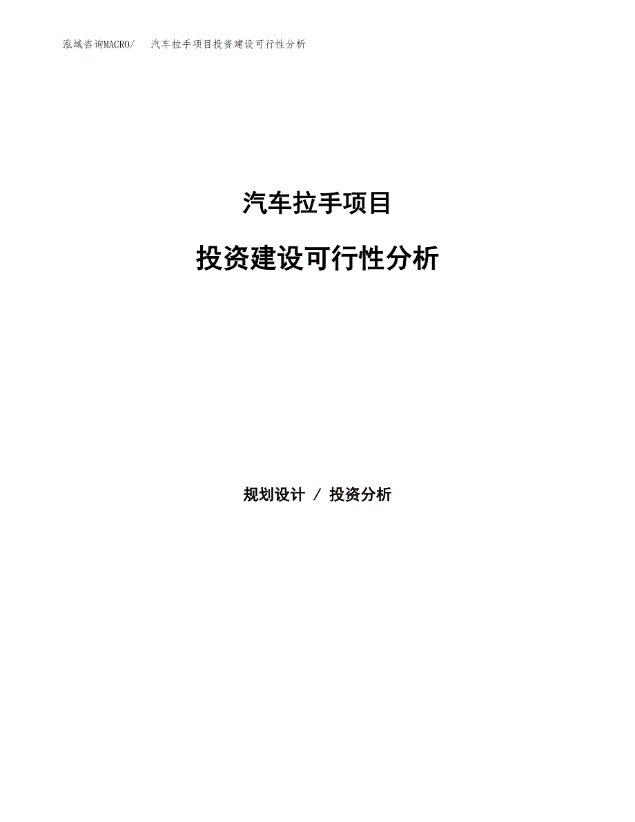 汽车拉手项目投资建设可行性分析.docx_第1页