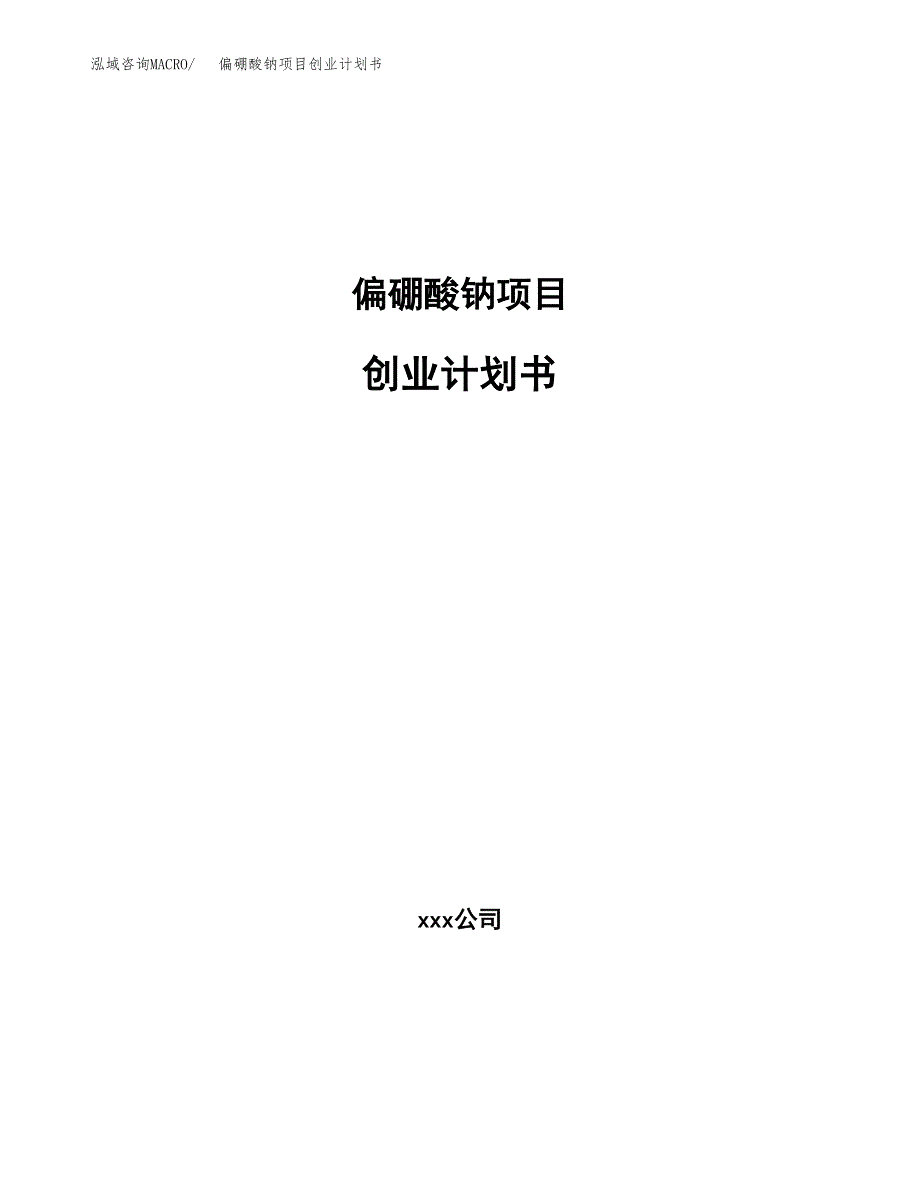 偏硼酸钠项目创业计划书.docx_第1页