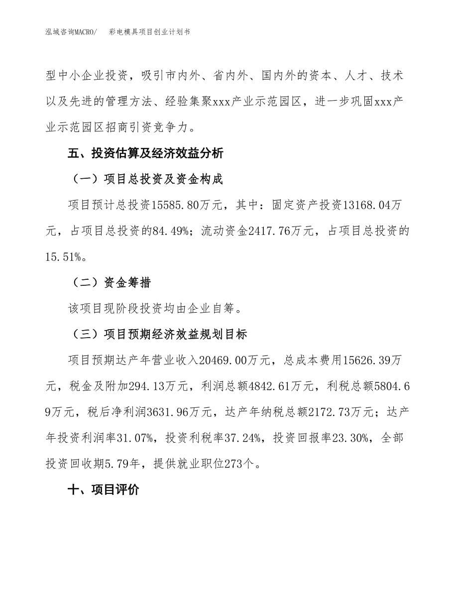 彩电模具项目创业计划书(参考模板).docx_第5页