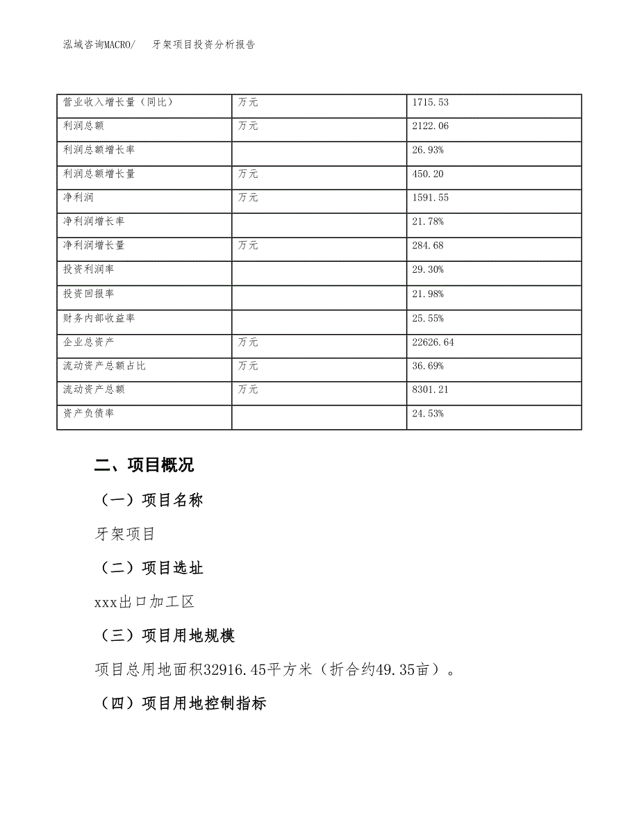 牙架项目投资分析报告（总投资11000万元）（49亩）_第4页