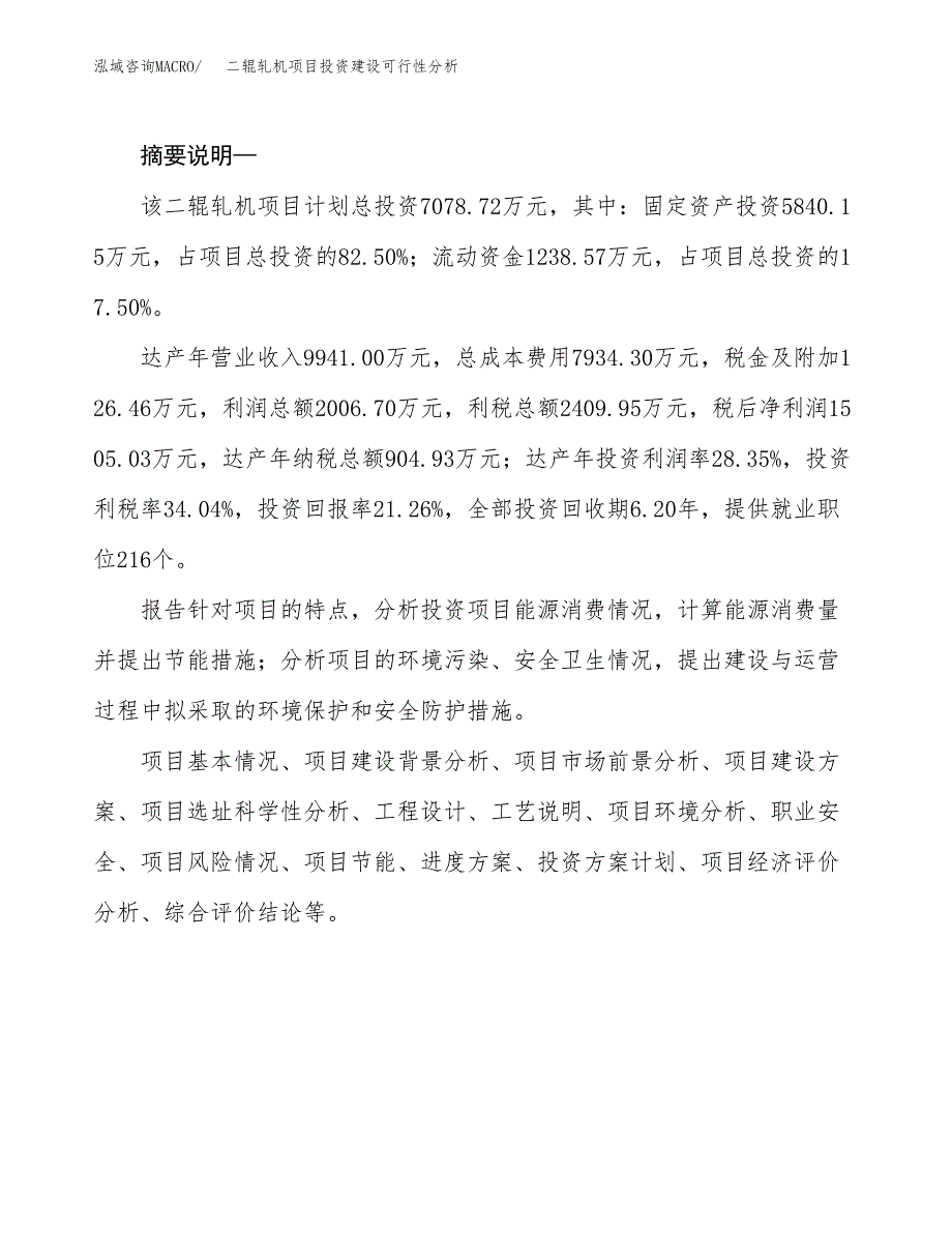 二辊轧机项目投资建设可行性分析.docx_第2页