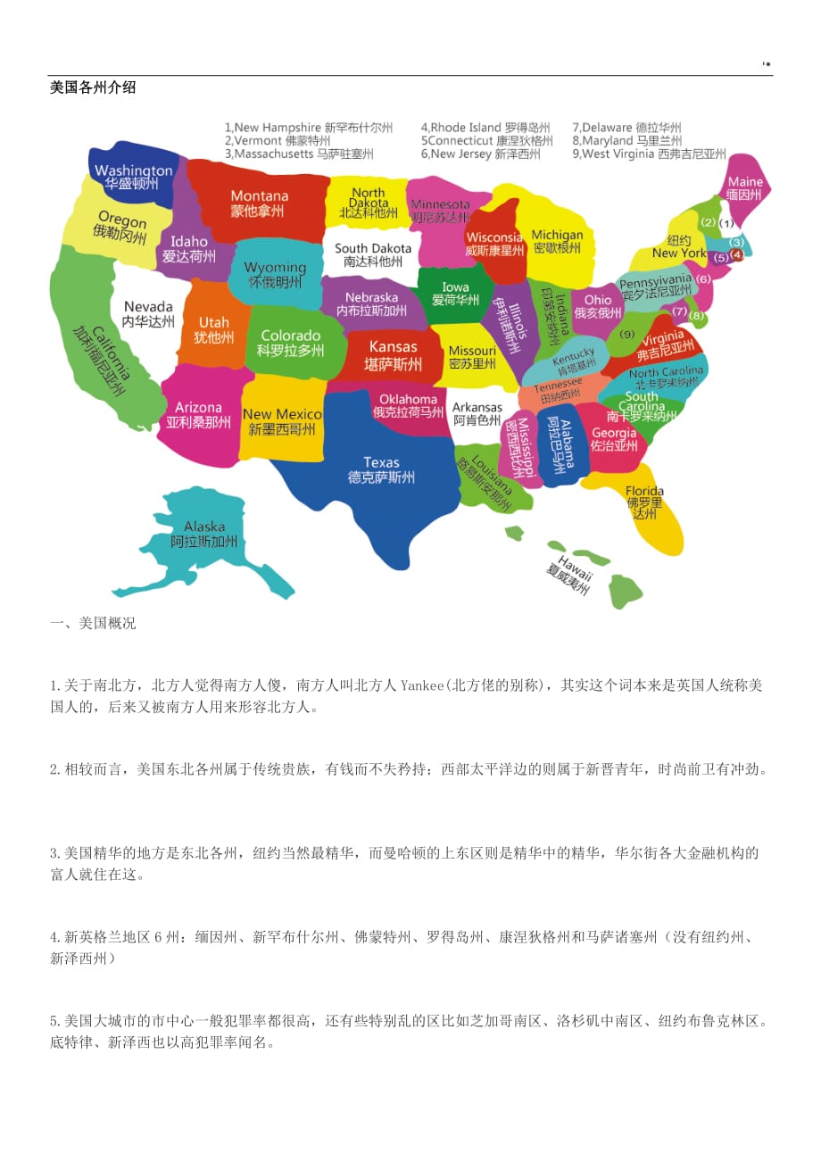 美国地图及其各州介绍整编汇总_第1页