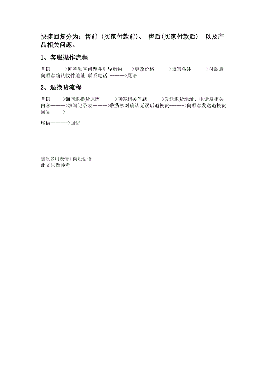 客服回复快捷语资料_第1页