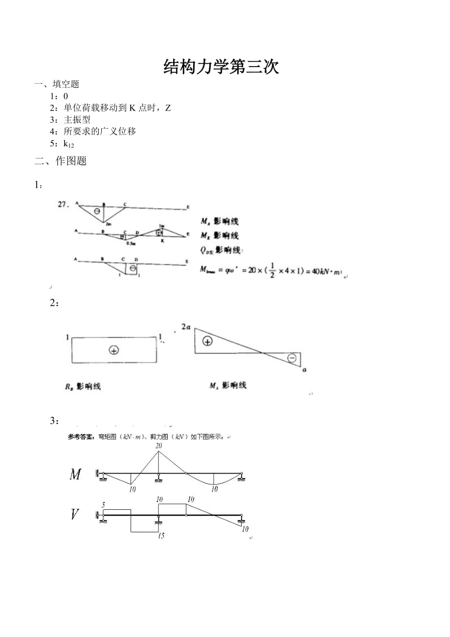 重庆大学网络教育学院结构力学答案资料_第1页