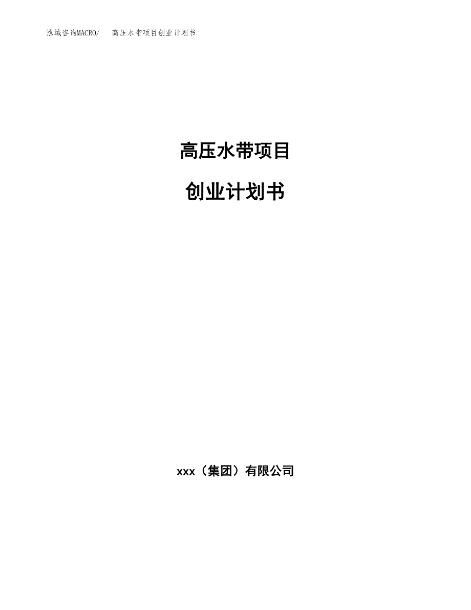 高压水带项目创业计划书(参考模板).docx_第1页