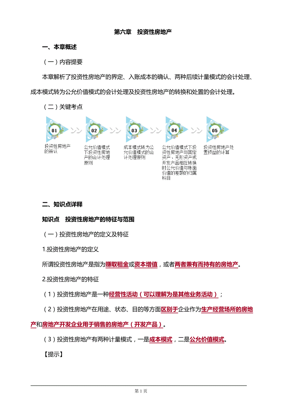 注册会计师考试知识要点分析及考前押题第六章　投资性房地产(附习题及答案解析）_第1页