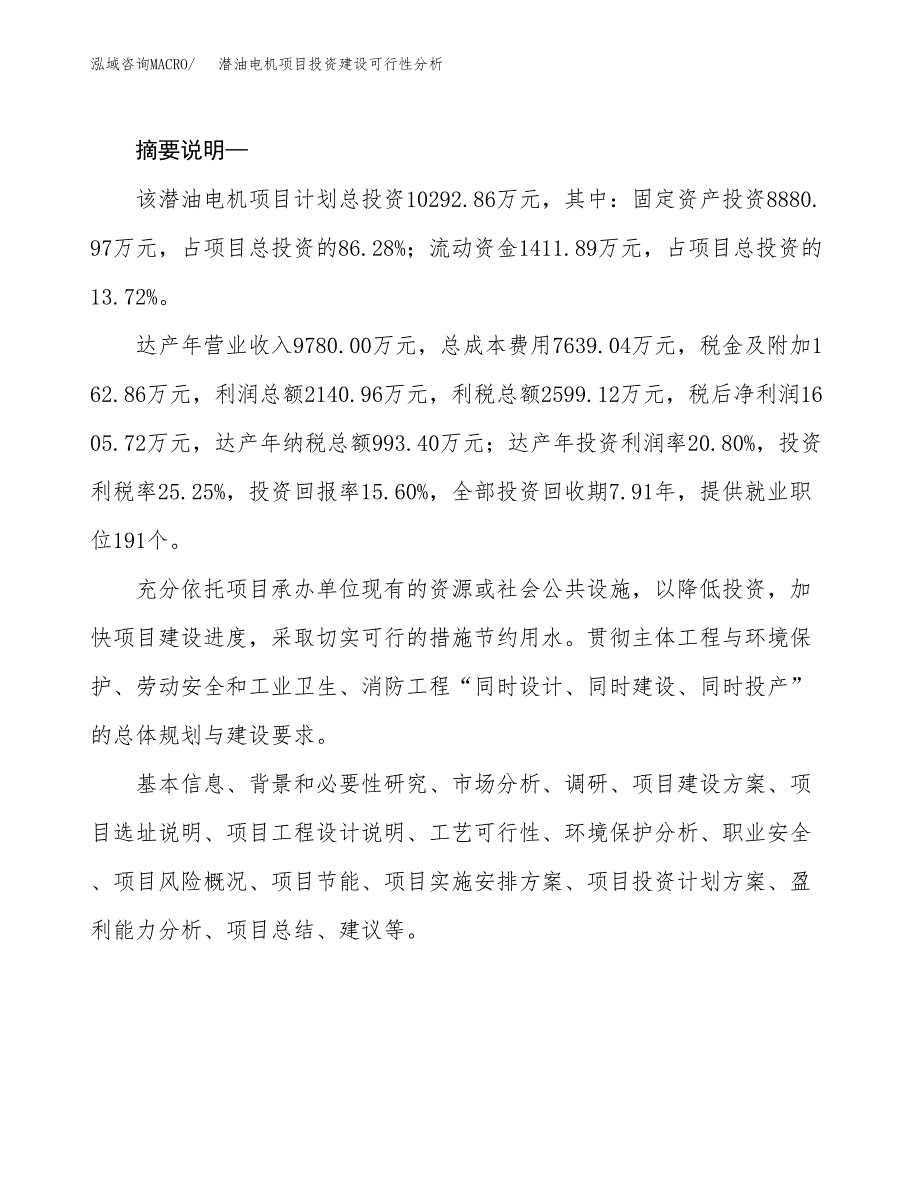 潜油电机项目投资建设可行性分析.docx_第2页