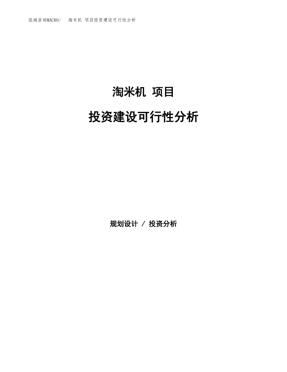 淘米机 项目投资建设可行性分析.docx_第1页