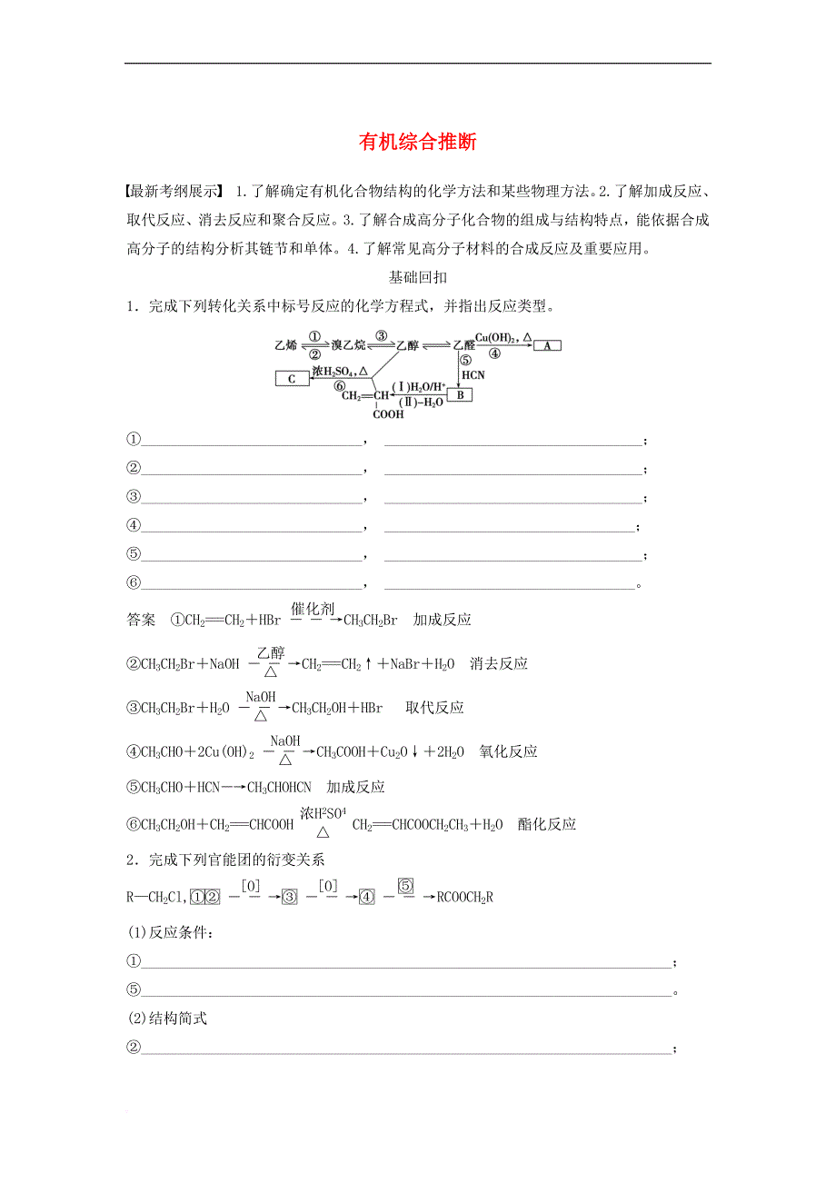 （山东专用）高考化学二轮复习 考前三个月 第一部分 专题14 有机综合推断练习_第1页