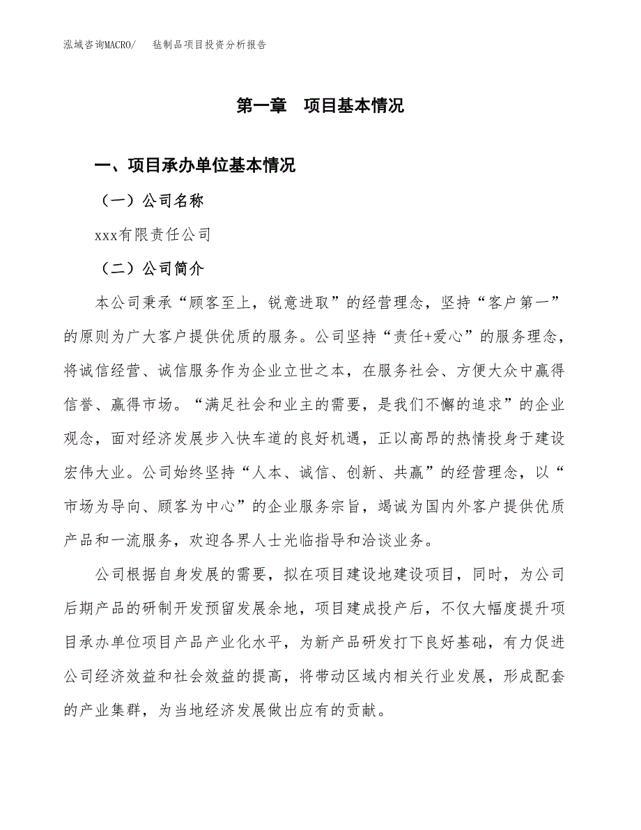 毡制品项目投资分析报告（总投资13000万元）（59亩）_第2页