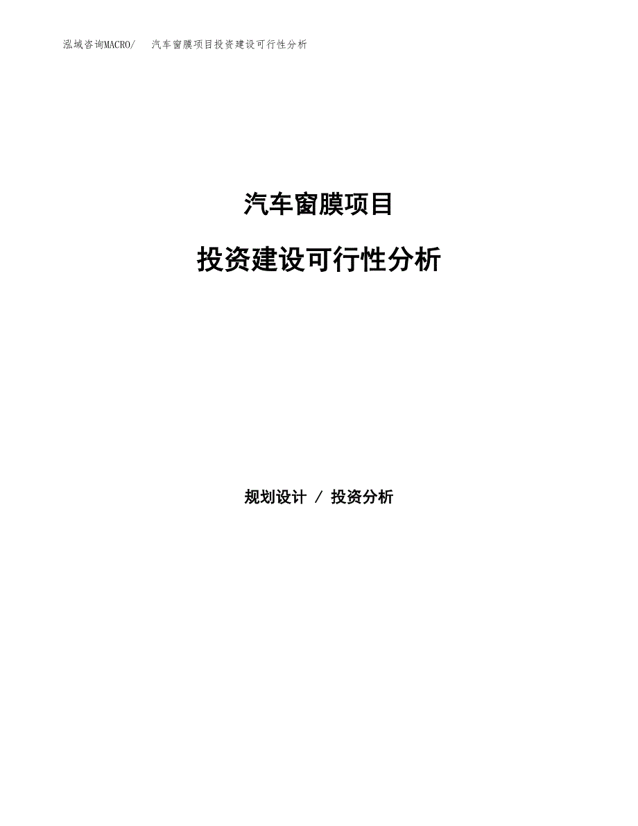 汽车窗膜项目投资建设可行性分析.docx_第1页