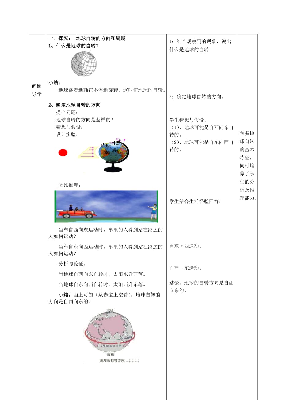 （水滴系列）七年级地理上册 第一章 第1节 地球的自转教案 （新版）商务星球版_第2页