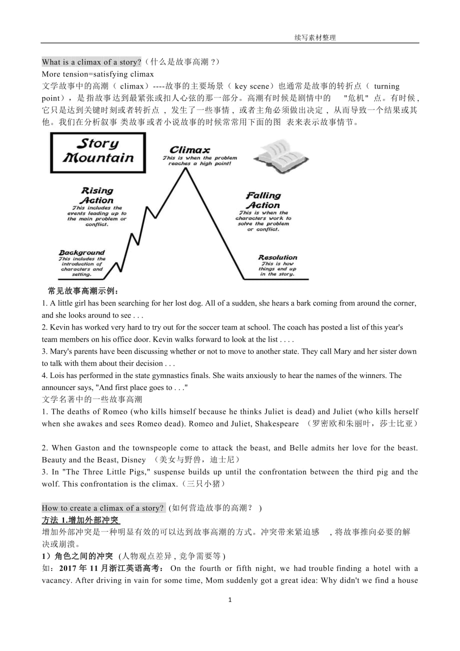 英语续写素材整理70959资料_第1页