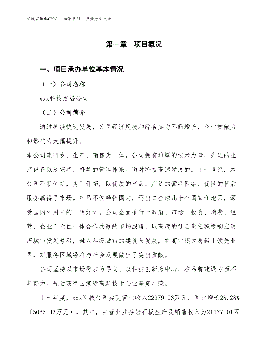 岩石板项目投资分析报告（总投资15000万元）（61亩）_第2页