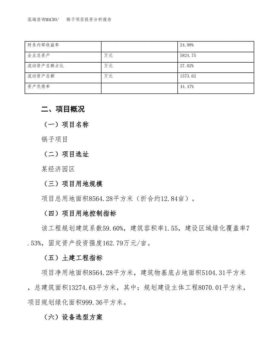 锅子项目投资分析报告（总投资3000万元）（13亩）_第5页