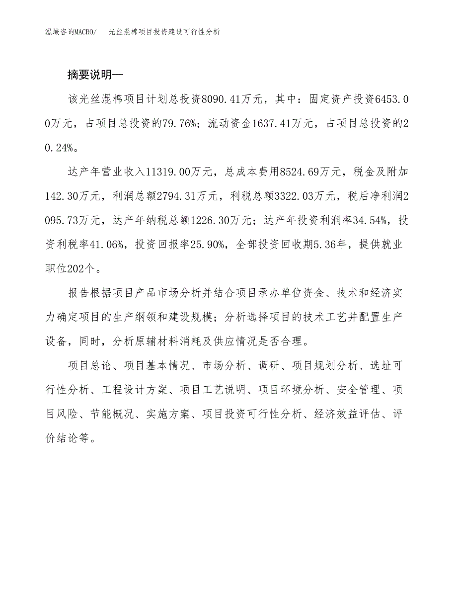 光丝混棉项目投资建设可行性分析.docx_第2页