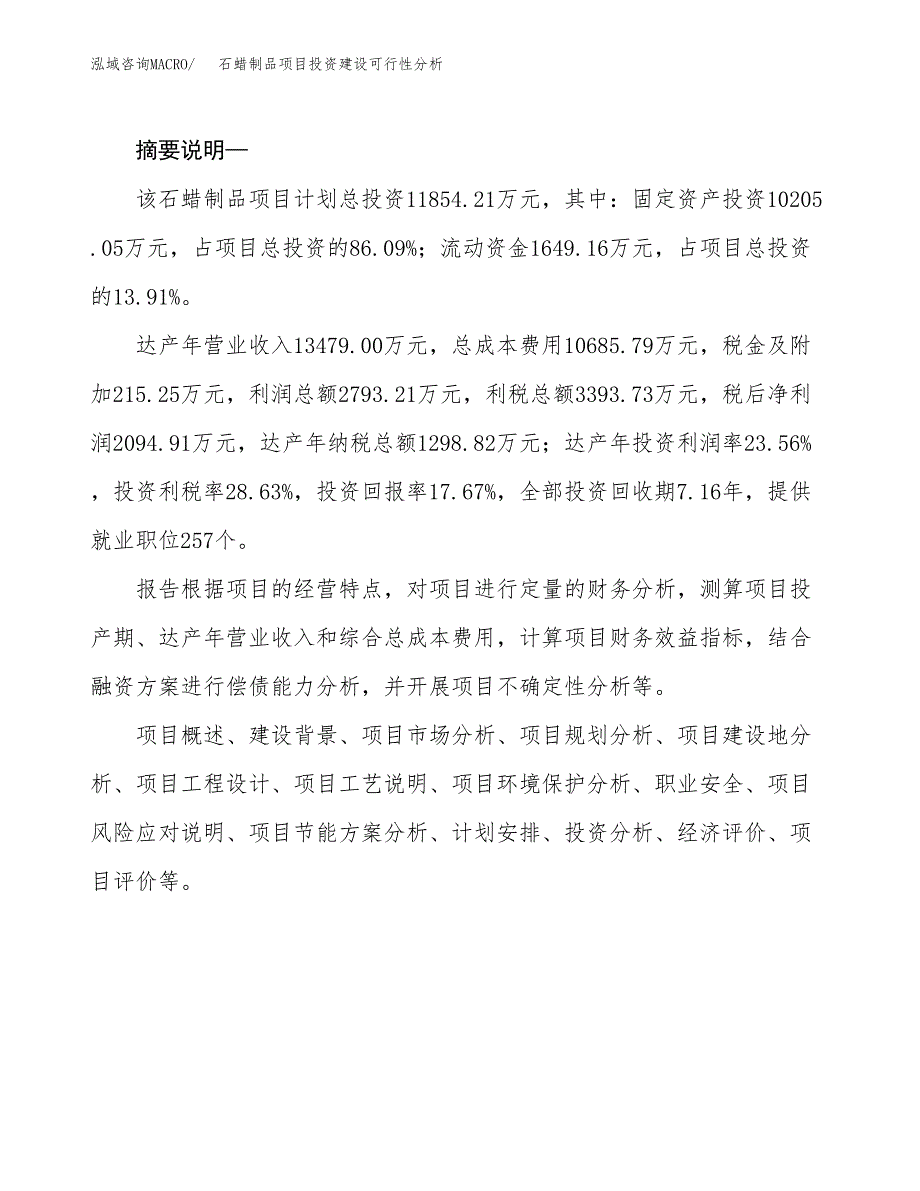 石蜡制品项目投资建设可行性分析.docx_第2页