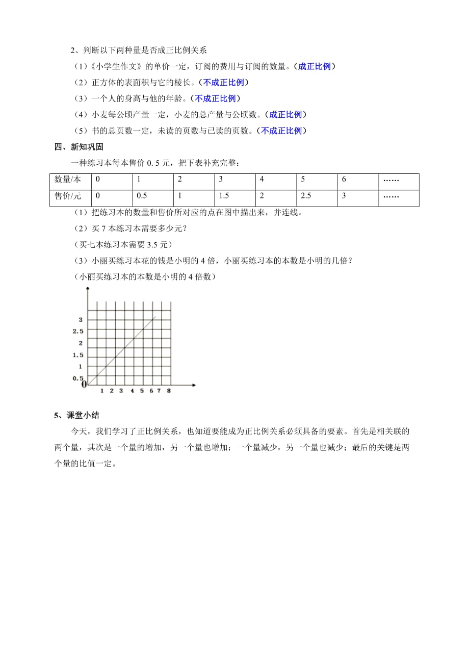 （精品）数学人教版本六年级下册《正比例》教学设计_第3页