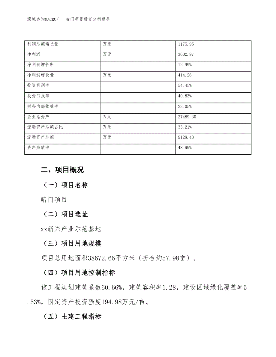 暗门项目投资分析报告（总投资16000万元）（58亩）_第4页