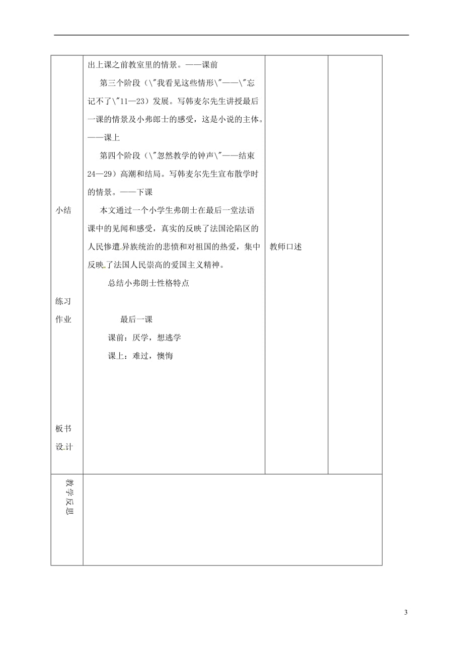 （2016年秋季版）吉林省长春市七年级语文上册 12 最后一课教案1 长春版_第3页