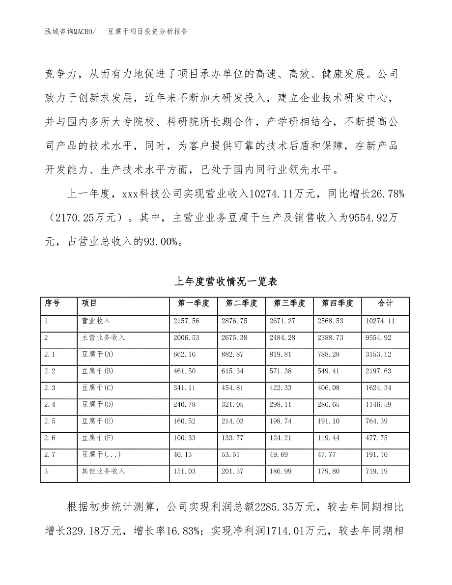 豆腐干项目投资分析报告（总投资6000万元）（23亩）_第3页
