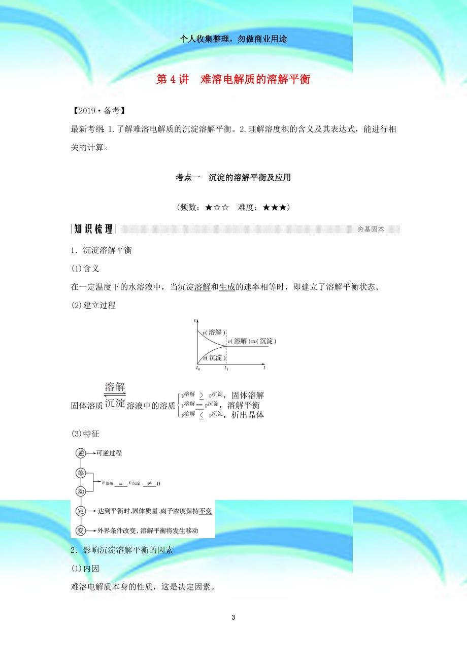 2019高考化学总复习第8章水溶液中的离子平衡第4讲难溶电解质的溶解平衡配套练习新人教版_第3页