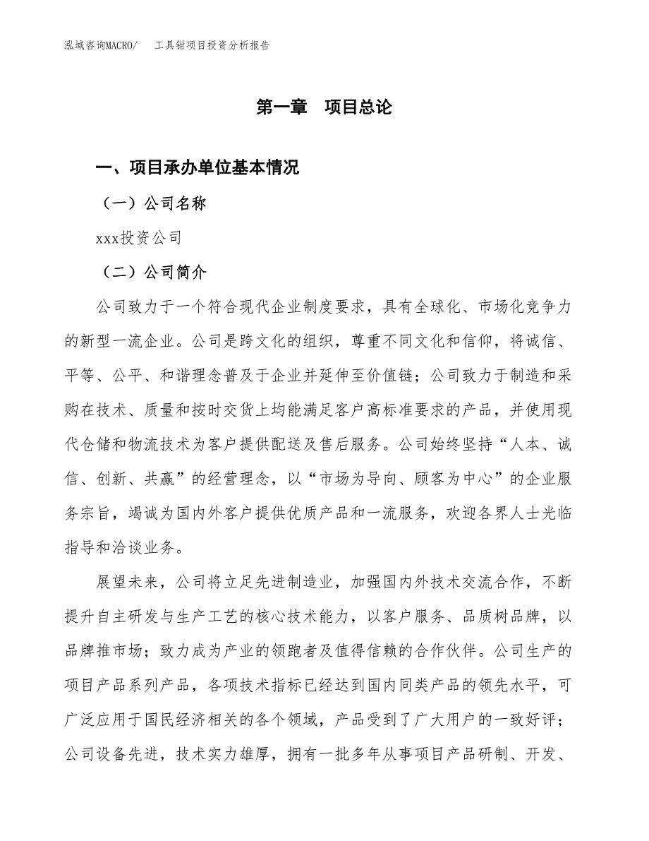 工具钳项目投资分析报告（总投资17000万元）（71亩）_第2页