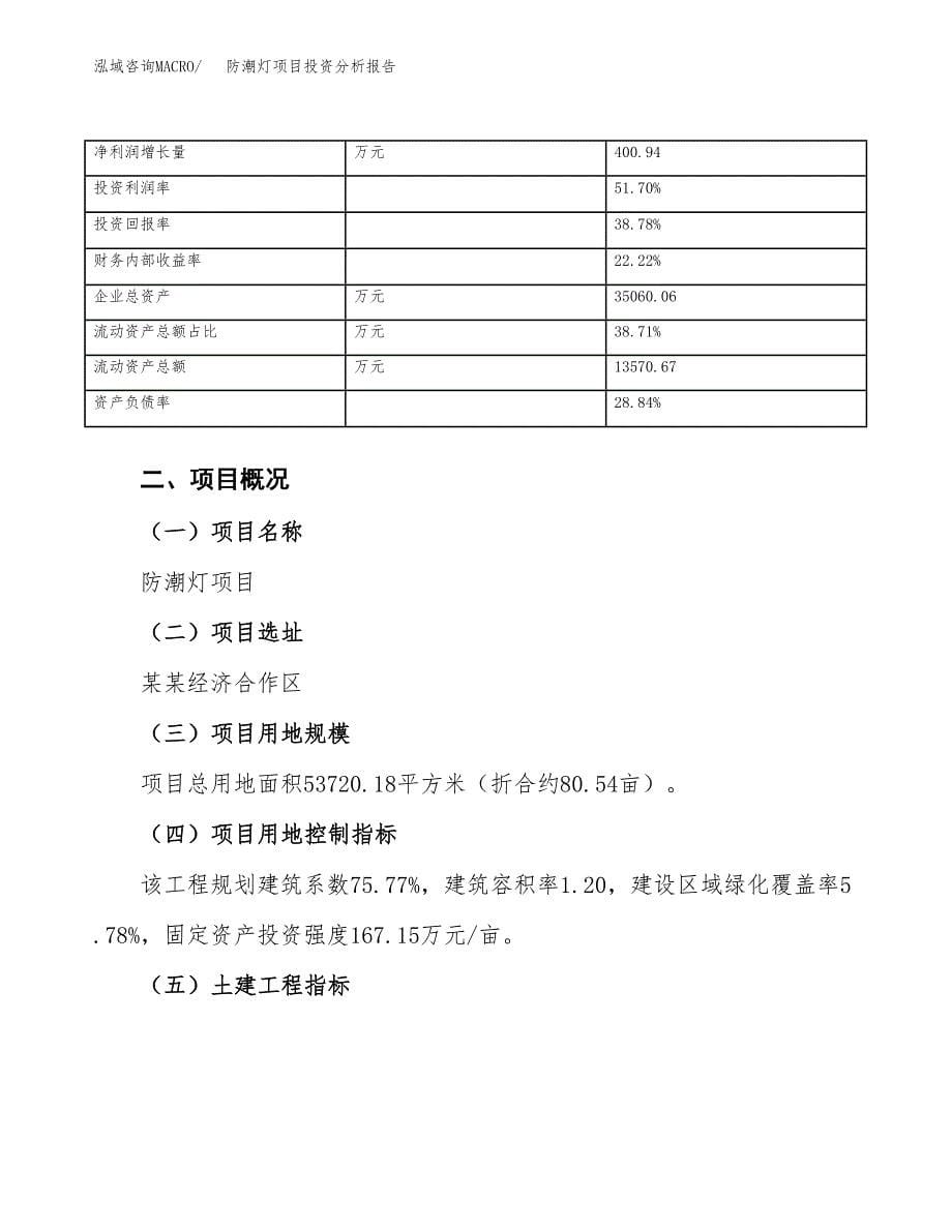 防潮灯项目投资分析报告（总投资18000万元）（81亩）_第5页