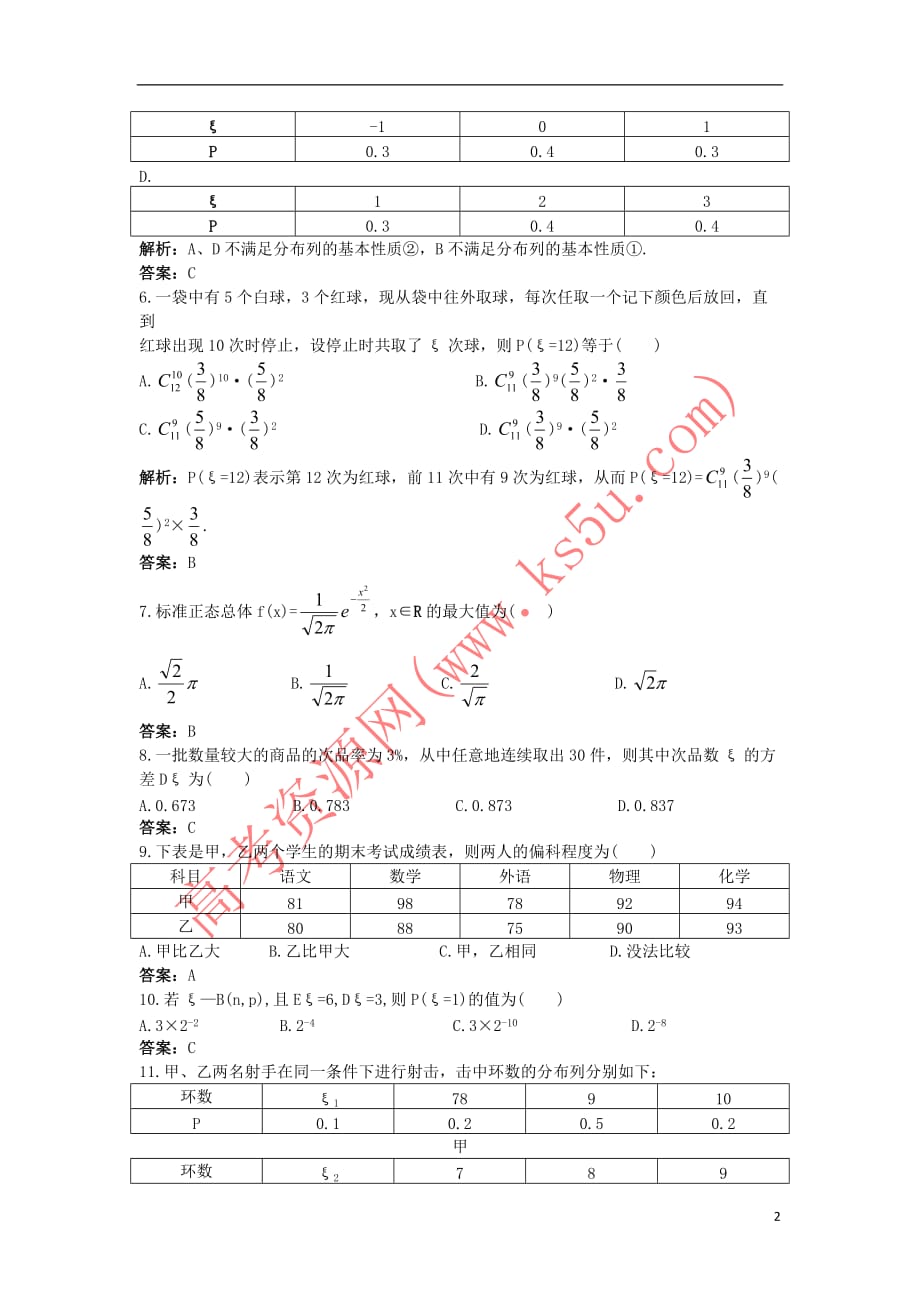 高中数学 第三章 统计案例本章测评2 新人教A版选修2-3_第2页