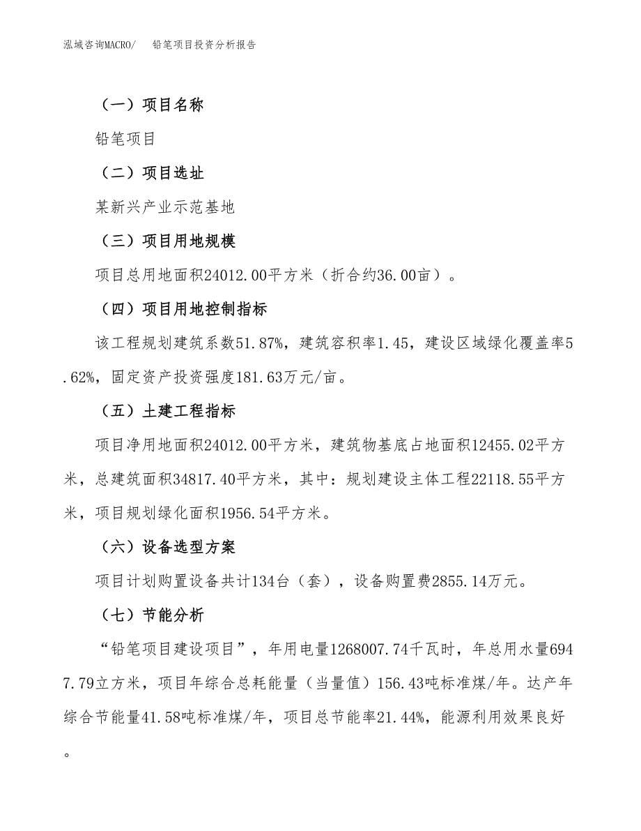 铅笔项目投资分析报告（总投资8000万元）（36亩）_第5页