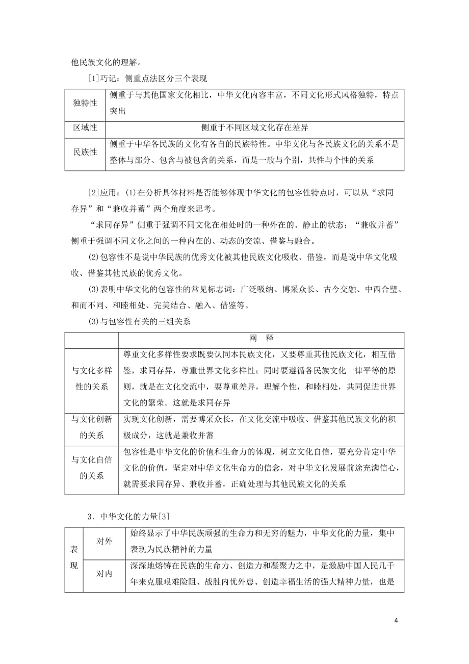 （新课改省份专用）2020高考政治一轮复习 第三模块 文化与生活 第三单元 中华文化与民族精神 第六课 我们的中华文化讲义（含解析）_第4页