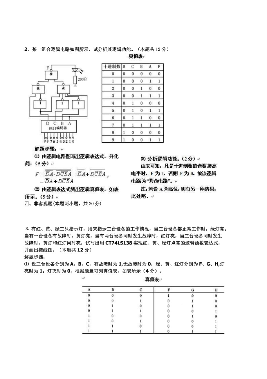 数字电路的期末试题及标准答案_第3页