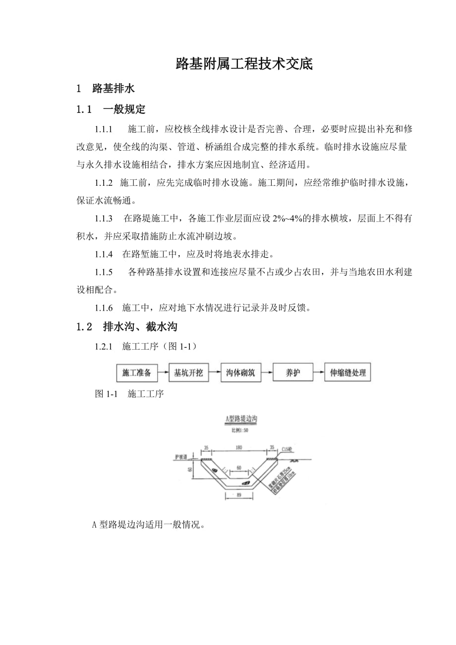 排水沟、挡墙浆砌片石技术交底_第1页