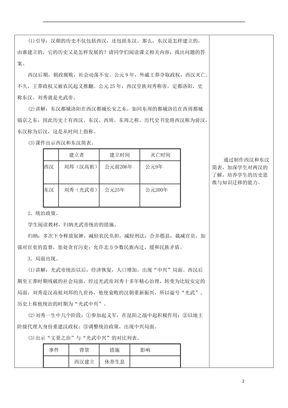 （2016年秋季版）七年级历史上册 第三单元 秦汉时期：统一多民族国家的建立和巩固 第13课 东汉的兴亡教案 新人教版_第2页