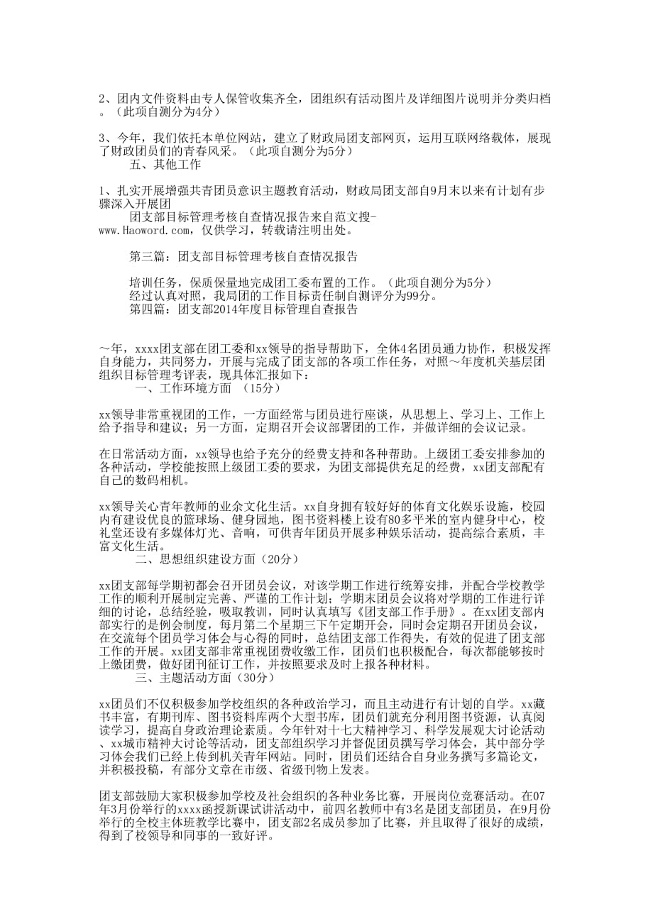 团支部目标管理考核自查情况报告(精选多 篇).docx_第4页