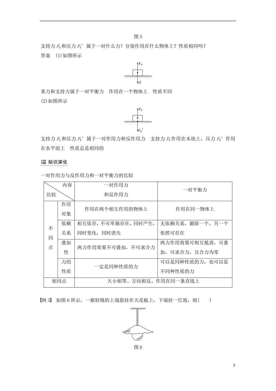 （全国通用版）2018-2019高中物理 第四章 牛顿运动定律 5 牛顿第三定律学案 新人教版必修1_第5页