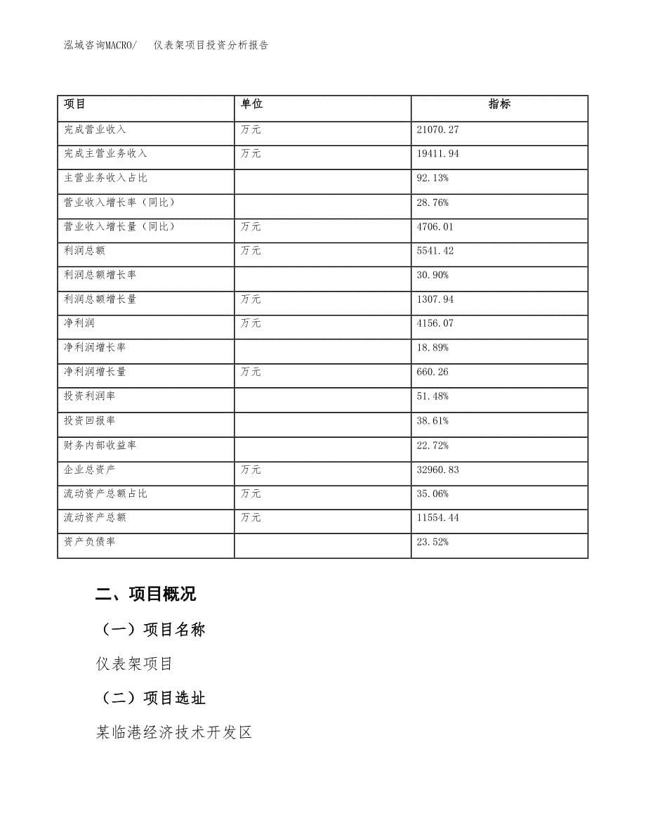 仪表架项目投资分析报告（总投资21000万元）（87亩）_第5页