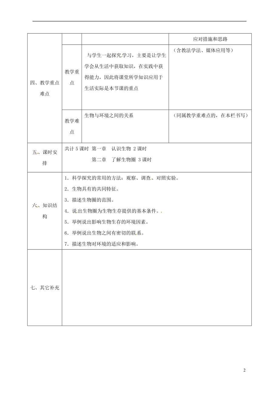 陕西省石泉县七年级生物上册 第一单元 生物和生物圈教案1 (新版)新人教版_第2页