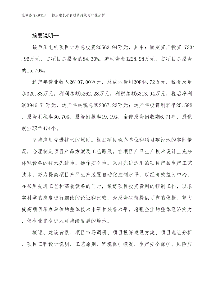 恒压电机项目投资建设可行性分析.docx_第2页